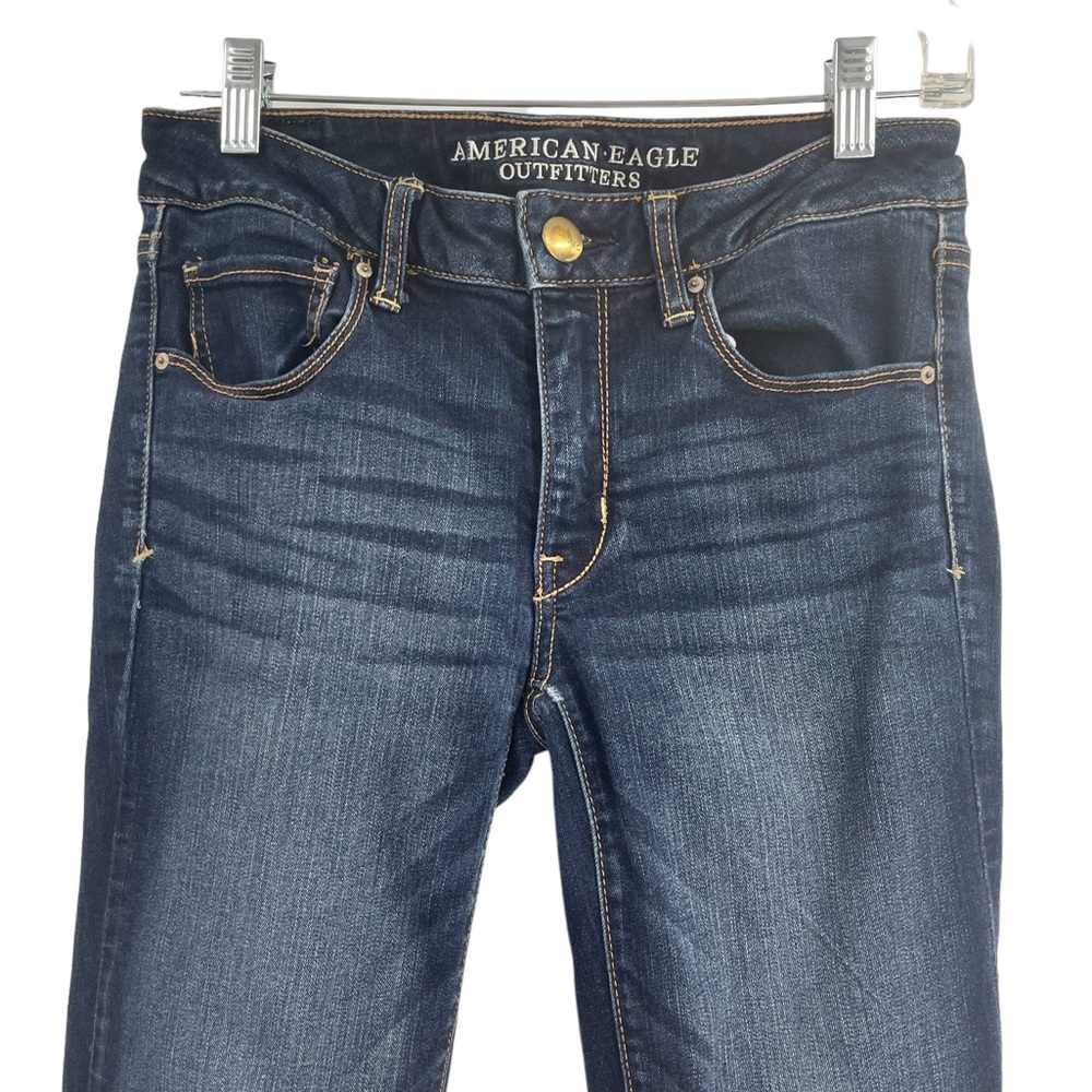 American Eagle Super Stretch Dark Wash Skinny Denim Jeans Size 4 - Picture 4 of 13